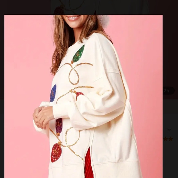 Christmas Sequin Holiday Lights Oversized Top - Picture 7 of 13